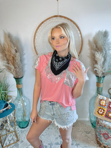 The Main Event Rhinestone Shorts-Denim